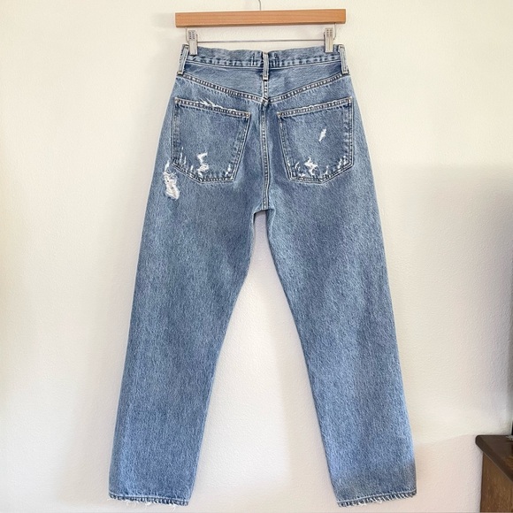 Agolde 90s Mid Rise Loose Fit Jean Distressed Denim Ripped Knee Fall Out 26 - Picture 6 of 16